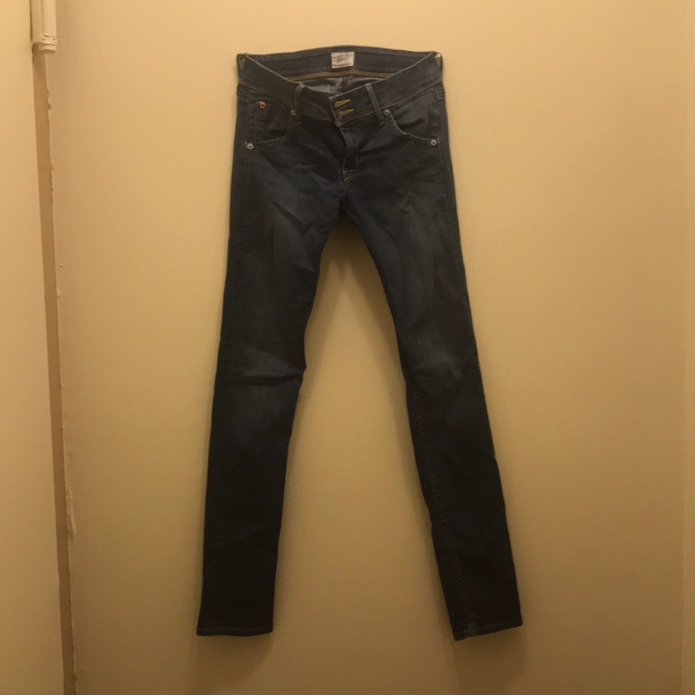 Dark blue jeans double buttons
